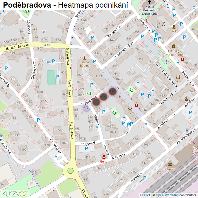 Mapa Poděbradova - Firmy v ulici.