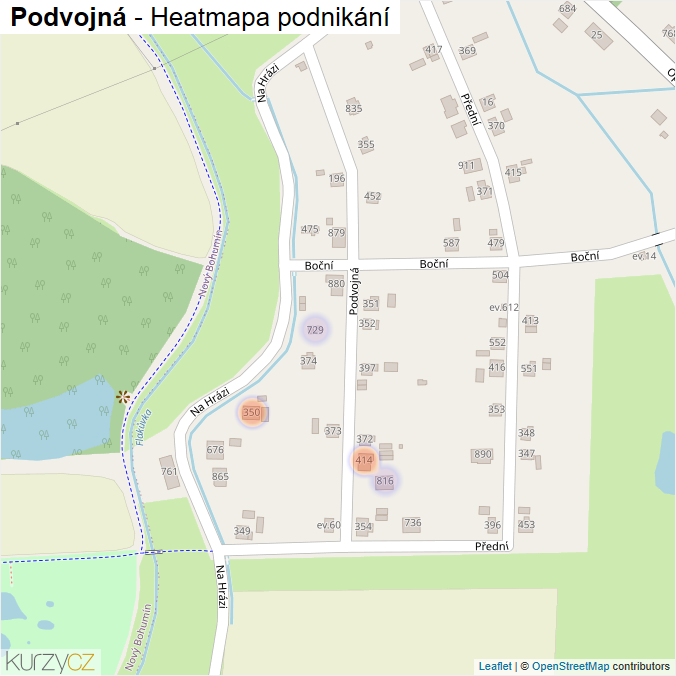 Mapa Podvojná - Firmy v ulici.