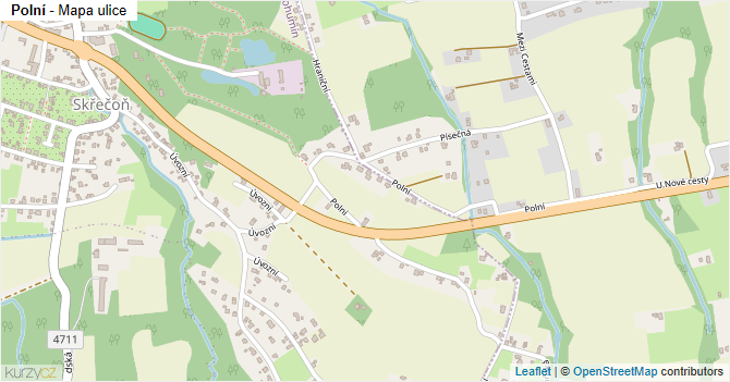 Polní - mapa ulice