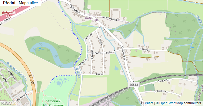 Přední - mapa ulice