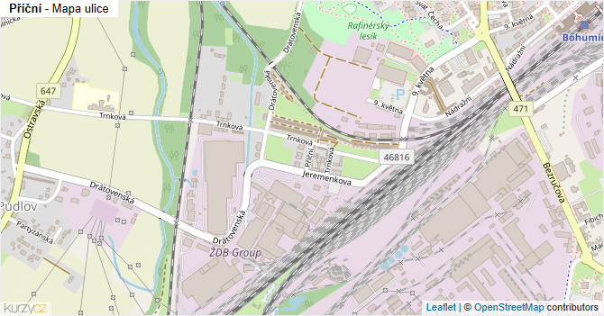 Příční - mapa ulice