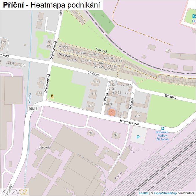 Mapa Příční - Firmy v ulici.