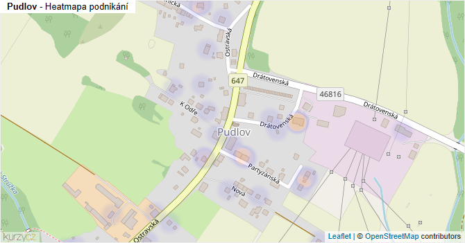 Pudlov - mapa podnikání