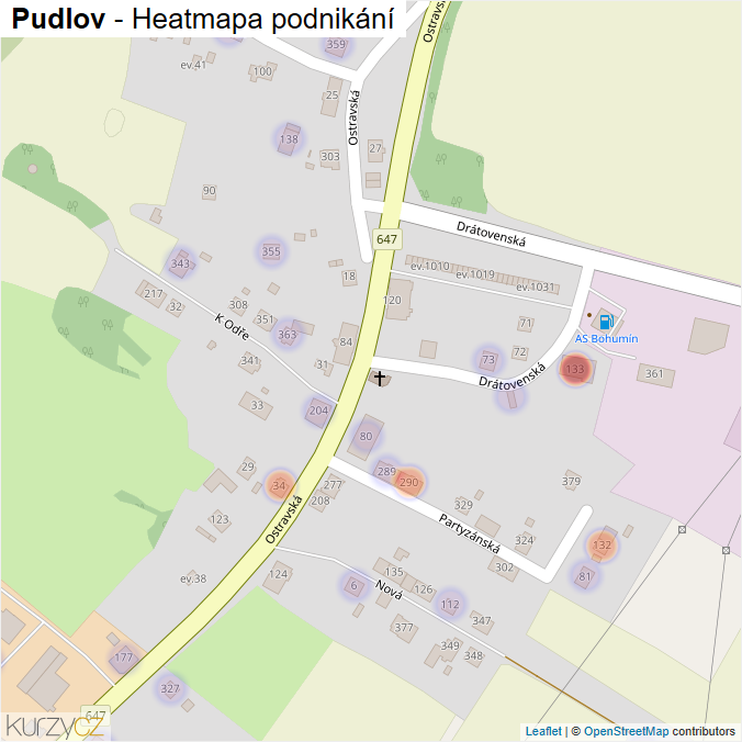 Mapa Pudlov - Firmy v části obce.