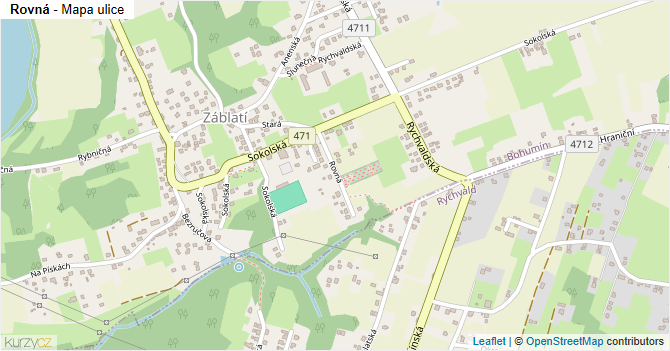 Rovná - mapa ulice