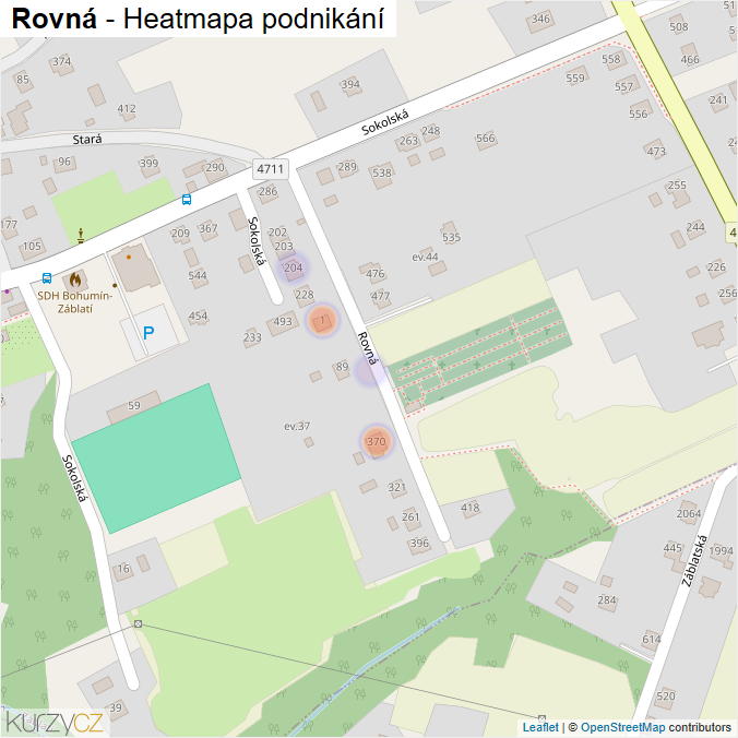 Mapa Rovná - Firmy v ulici.