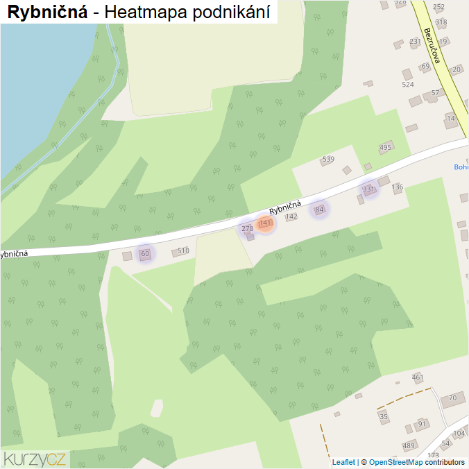 Mapa Rybničná - Firmy v ulici.