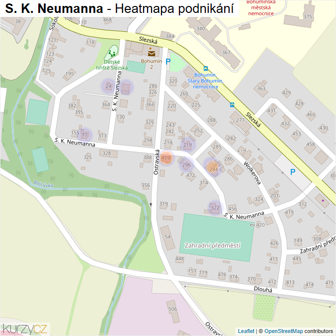Mapa S. K. Neumanna - Firmy v ulici.