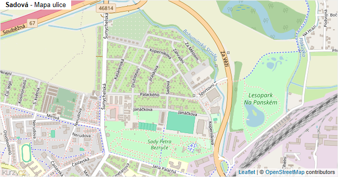 Sadová - mapa ulice