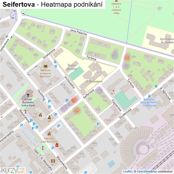 Mapa Seifertova - Firmy v ulici.
