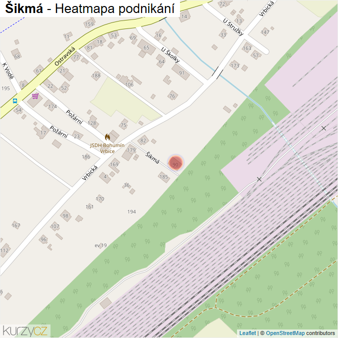 Mapa Šikmá - Firmy v ulici.