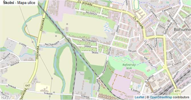 Školní - mapa ulice