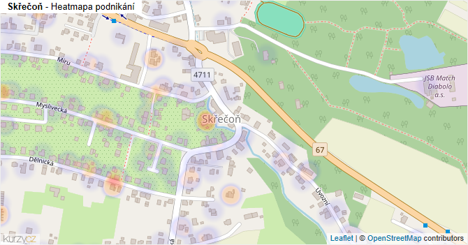 Skřečoň - mapa podnikání