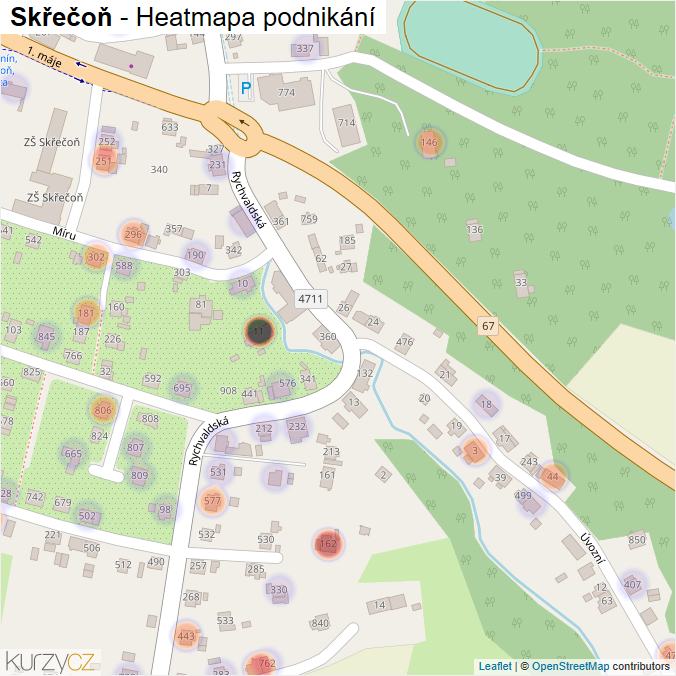 Mapa Skřečoň - Firmy v části obce.