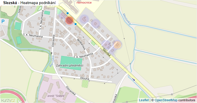 Slezská - mapa podnikání
