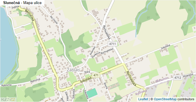 Slunečná - mapa ulice
