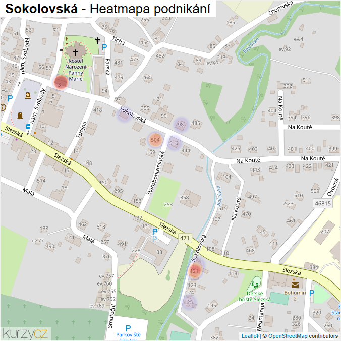 Mapa Sokolovská - Firmy v ulici.