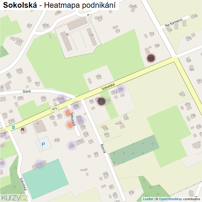 Mapa Sokolská - Firmy v ulici.
