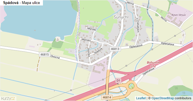 Spádová - mapa ulice
