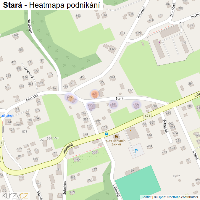 Mapa Stará - Firmy v ulici.