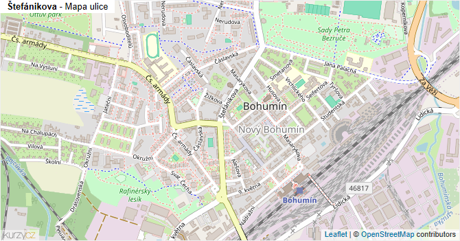 Štefánikova - mapa ulice