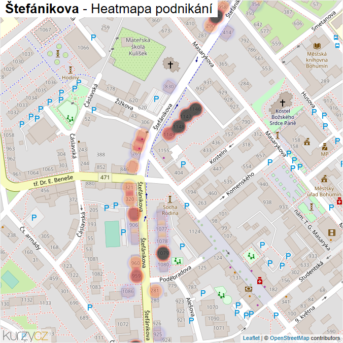 Mapa Štefánikova - Firmy v ulici.