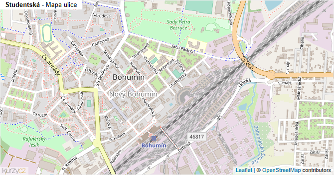 Studentská - mapa ulice