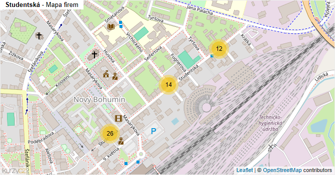 Studentská - mapa firem