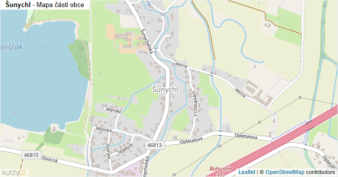 Šunychl - mapa části obce
