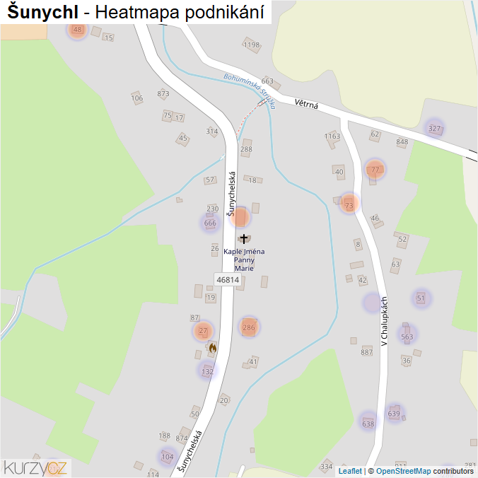 Mapa Šunychl - Firmy v části obce.