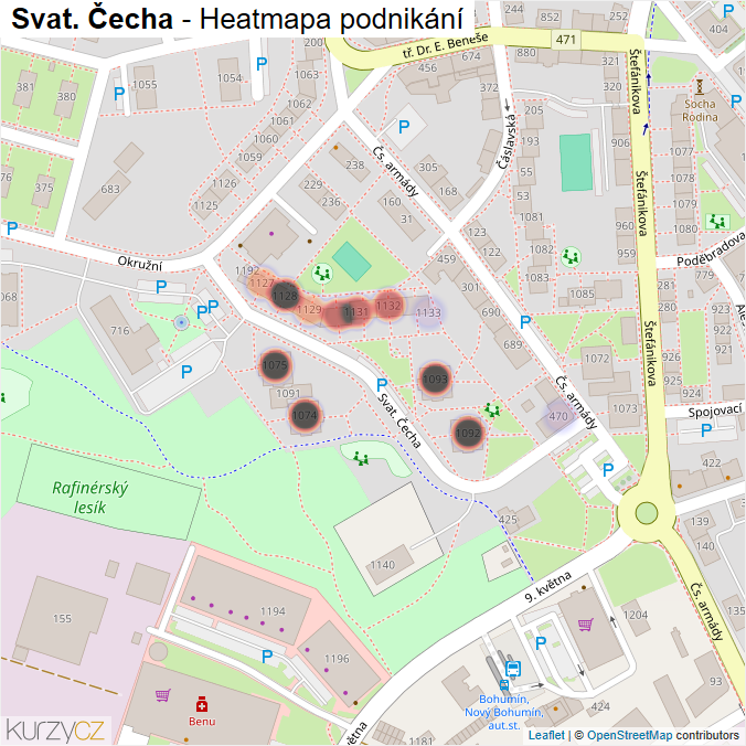 Mapa Svat. Čecha - Firmy v ulici.