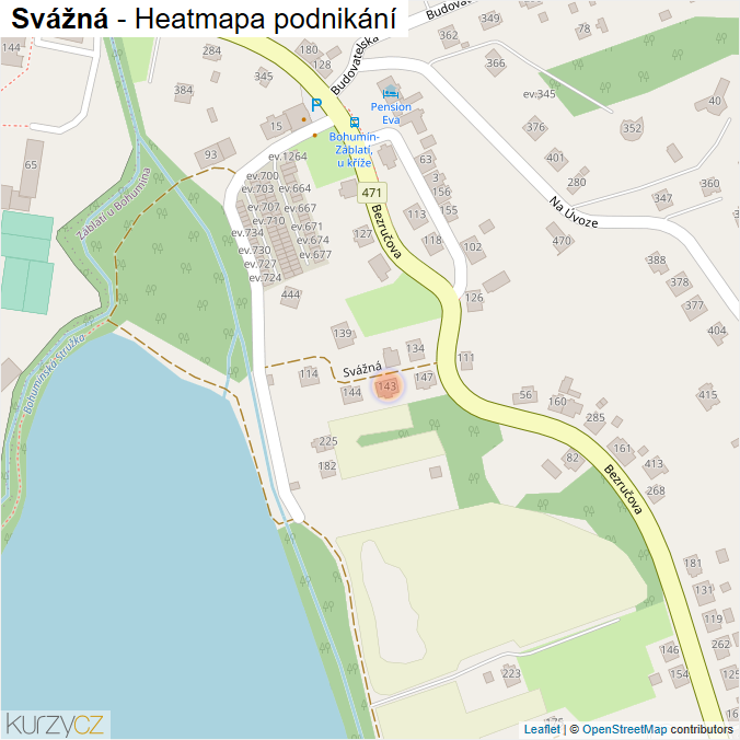 Mapa Svážná - Firmy v ulici.