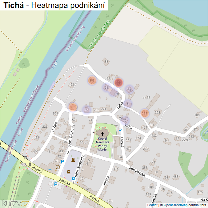 Mapa Tichá - Firmy v ulici.