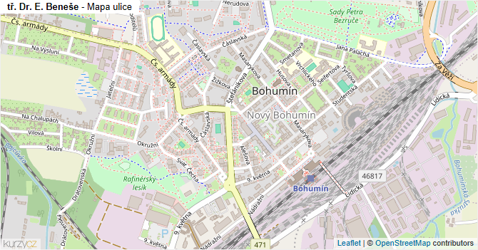 tř. Dr. E. Beneše - mapa ulice