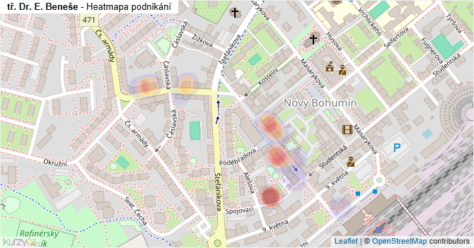 tř. Dr. E. Beneše - mapa podnikání