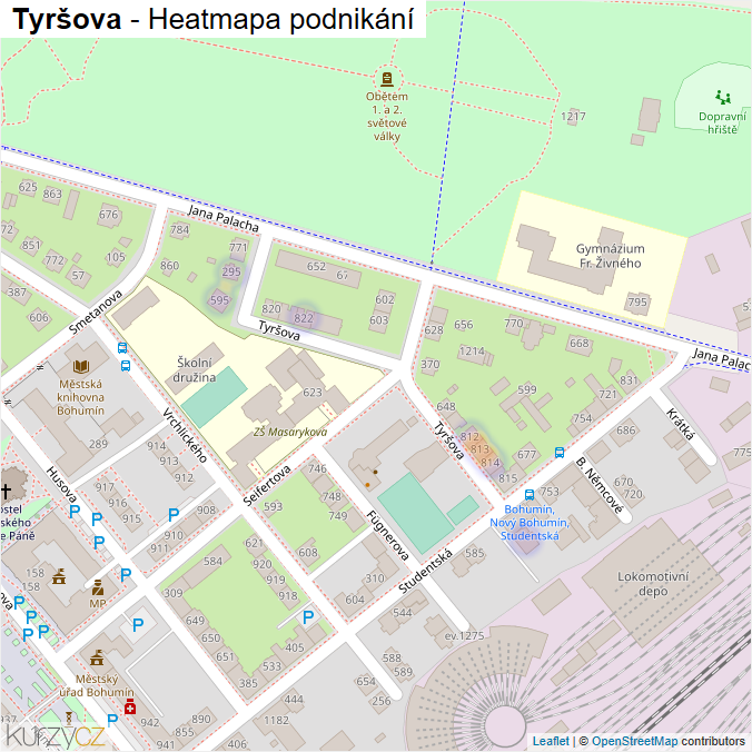 Mapa Tyršova - Firmy v ulici.