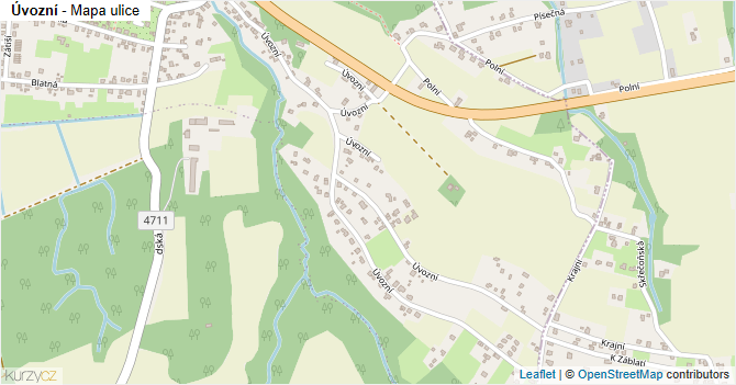 Úvozní - mapa ulice