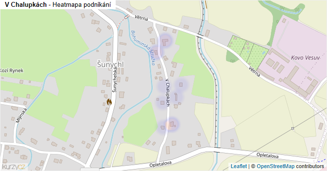 V Chalupkách - mapa podnikání