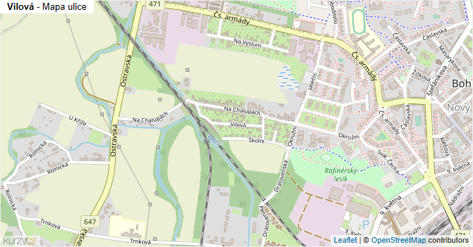 Vilová - mapa ulice