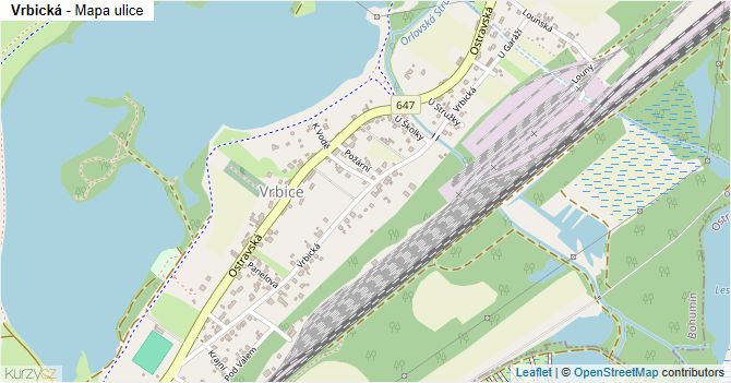 Vrbická - mapa ulice