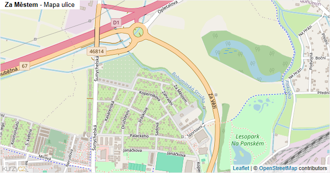 Za Městem - mapa ulice