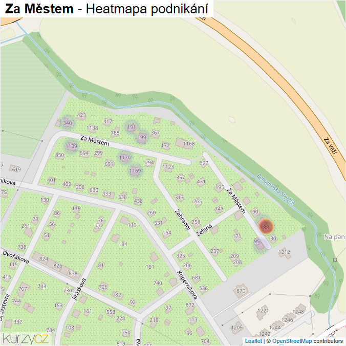 Mapa Za Městem - Firmy v ulici.