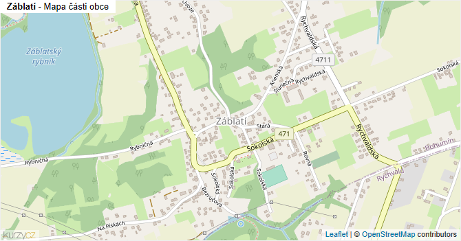 Záblatí - mapa části obce