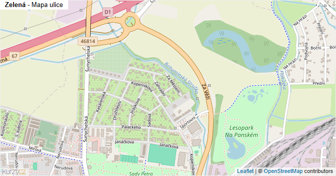 Zelená - mapa ulice
