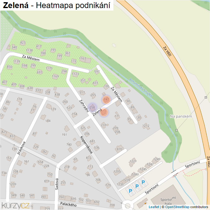 Mapa Zelená - Firmy v ulici.