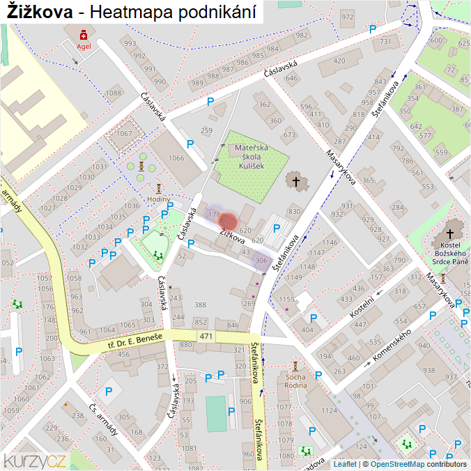Mapa Žižkova - Firmy v ulici.