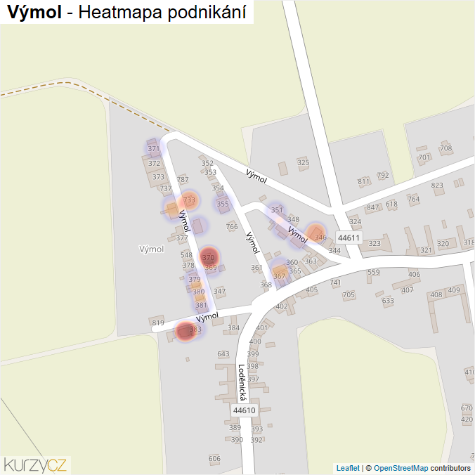 Mapa Výmol - Firmy v ulici.