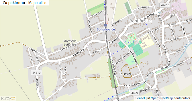 Za pekárnou - mapa ulice