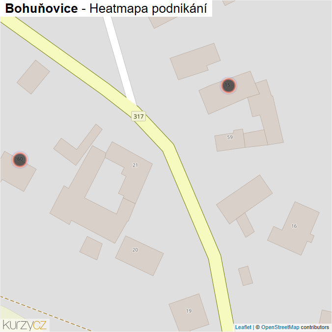 Mapa Bohuňovice - Firmy v obci.