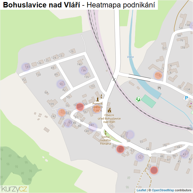 Mapa Bohuslavice nad Vláří - Firmy v části obce.